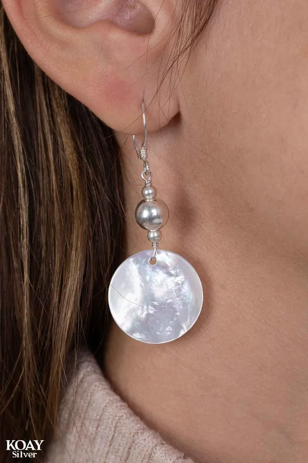 KOAY Silver Store Earrings Circle Sadaf And Ball Earring KOAY Silver Store Earrings Circle Sadaf And Ball Earring