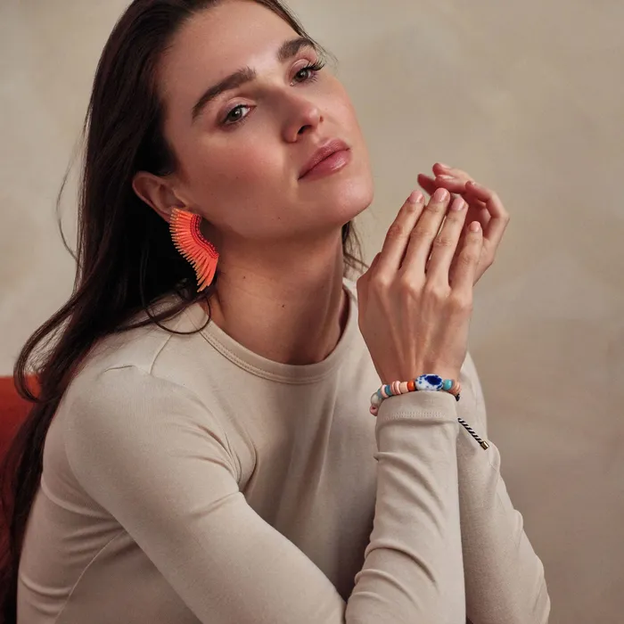 Mignonne Gavigan Earrings Midi Madeline Earrings Sparkly Orange Mignonne Gavigan Earrings Midi Madeline Earrings Sparkly Orange