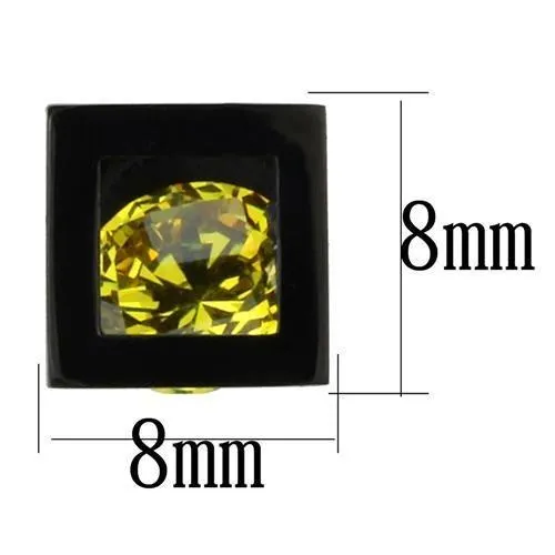 Alamode Earrings TK2540 IP BlackIon Plating Stainless Steel Earrings with AAA Grade CZ in Topaz
