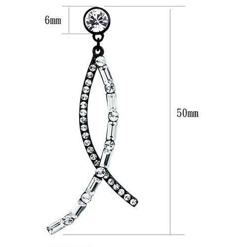 Alamode Earrings TK2635 IP Light Black IP Gun Stainless Steel Earrings with Top Grade Crystal in Clear