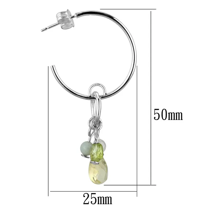 Alamode LOS785 Silver 925 Sterling Silver Earrings with Synthetic Glass Bead in Multi Color Earrings