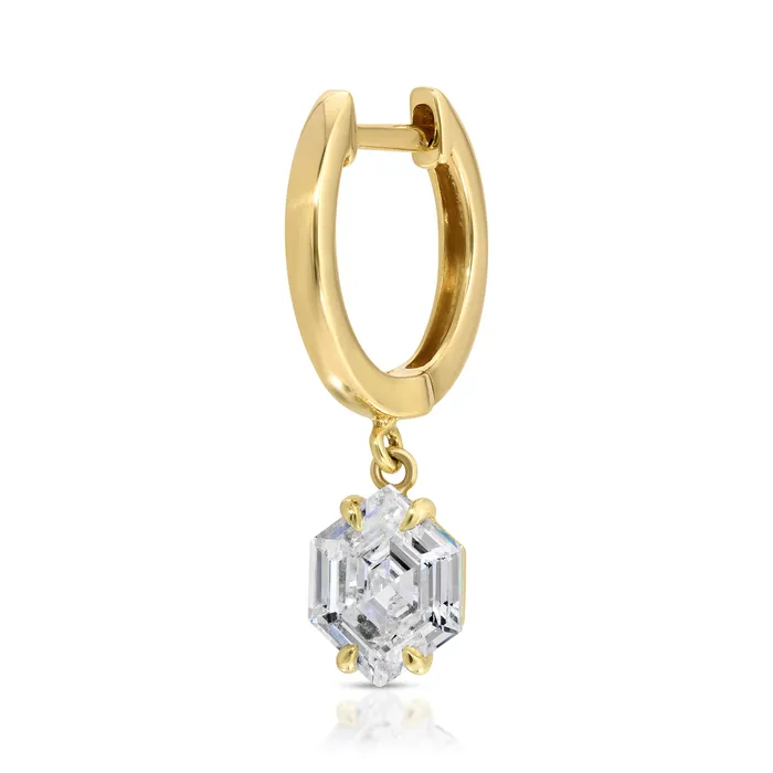 anitako Earrings HUGGIE WITH STEP CUT HEXAGON DIAMOND DROP 63