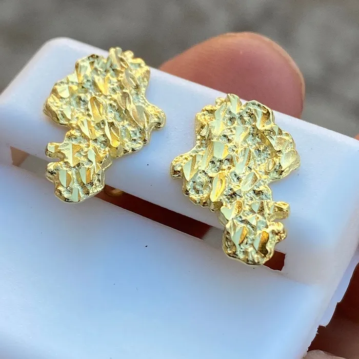 Bling Cartel Admin Earrings 14K Gold Plated over 925 Sterling Silver Nugget Earrings 20MM