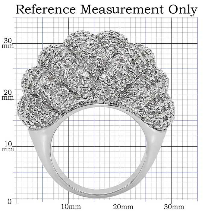 Rings Alamode 1W020 Rhodium Brass Ring with AAA Grade CZ in Clear