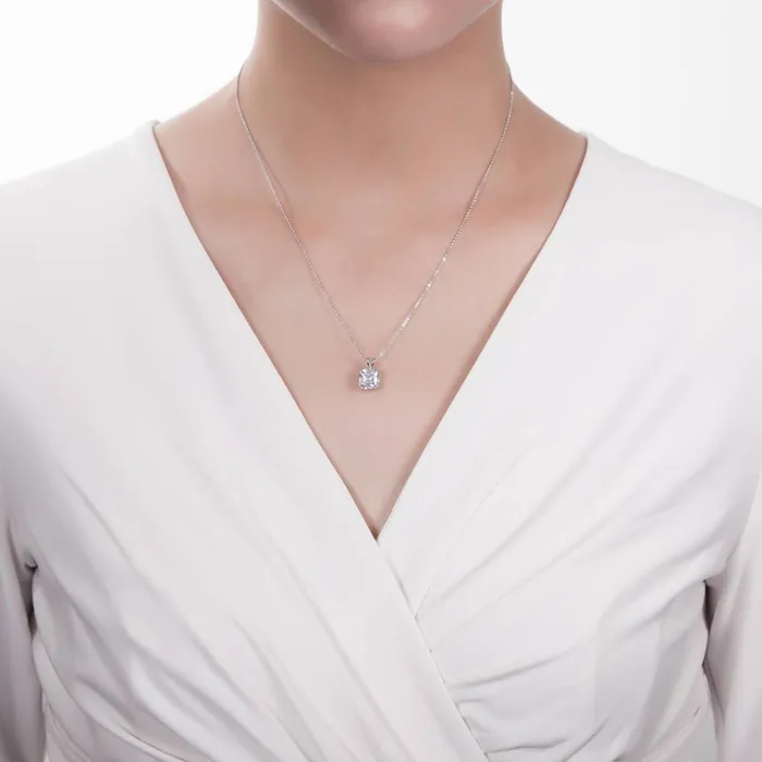 BERRICLE Solitaire Asscher CZ Necklace in Sterling Silver 3ct Necklaces