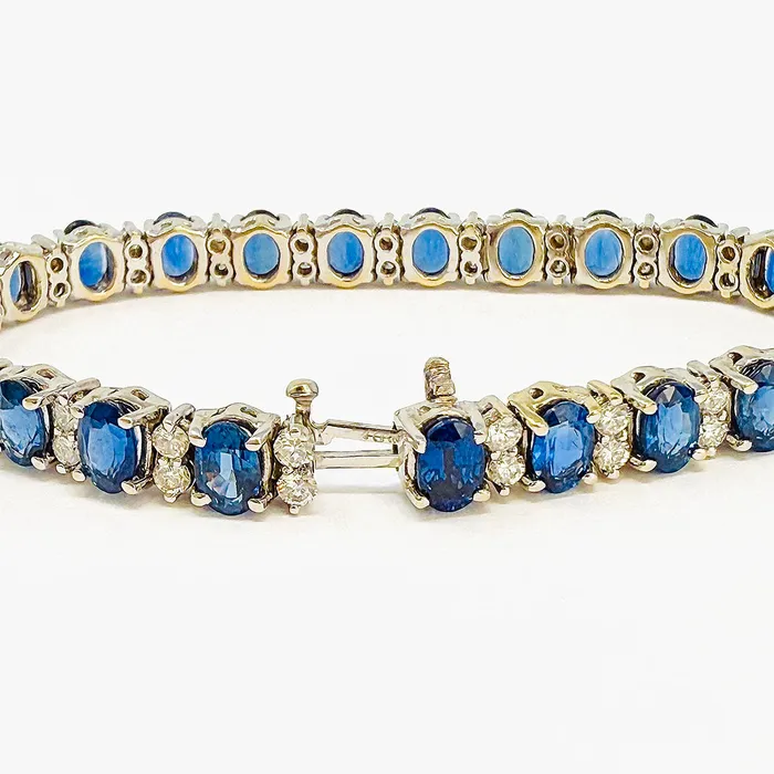 Bracelets 18K White Gold Sapphire and Diamond Tennis Bracelet Jewelry