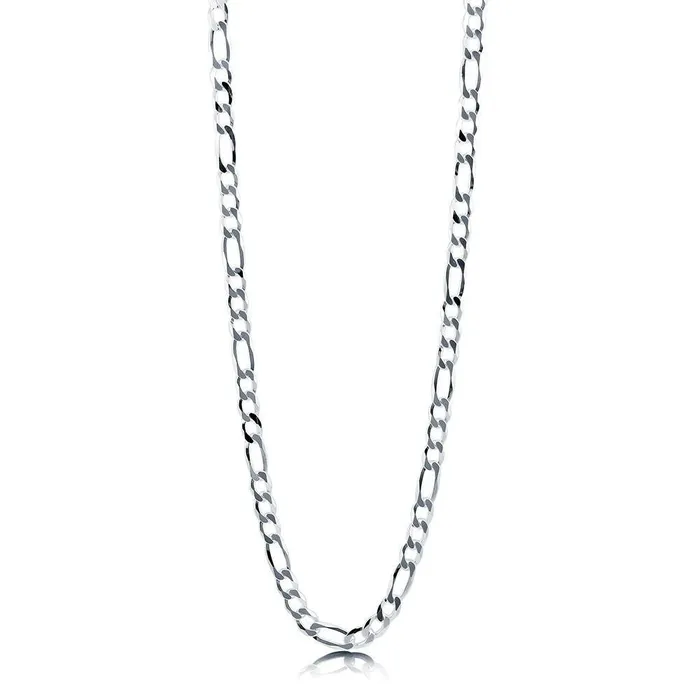 Italian Flat Figaro Chain Necklace in Sterling Silver 7mm BERRICLE Necklaces