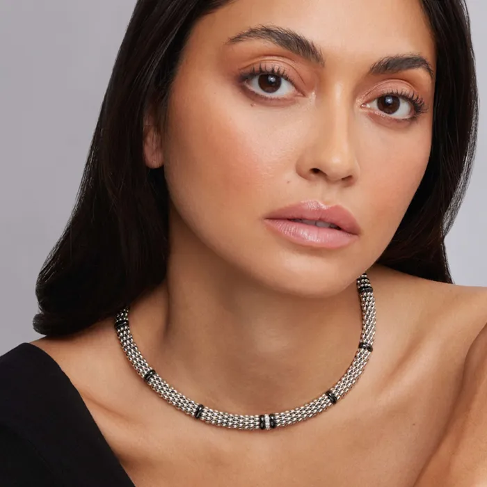 Lagos Necklaces Black Caviar Black Single Station Diamond Caviar Necklace