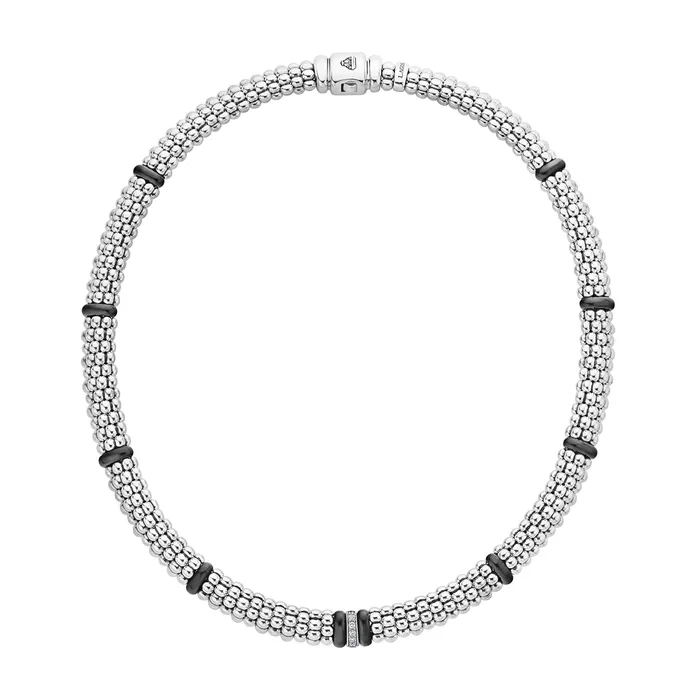 Lagos Necklaces Black Caviar Black Single Station Diamond Caviar Necklace