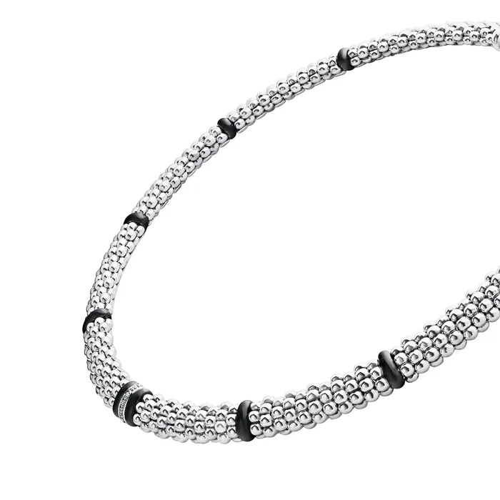 Lagos Necklaces Black Caviar Black Single Station Diamond Caviar Necklace