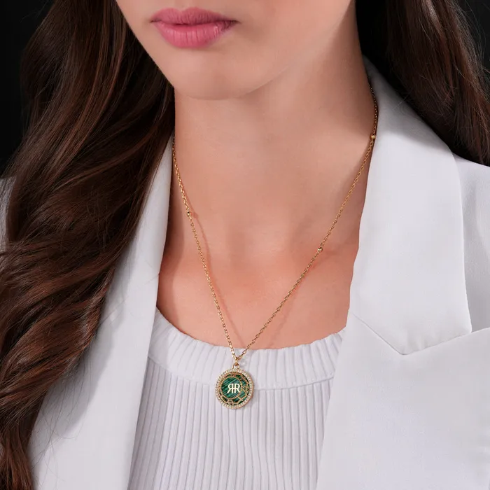 Necklaces Cerruti Cerruti 1881 Arabesque3 Ladies Gold Plated Necklace With Crystal Malachite Necklaces Cerruti Cerruti 1881 Arabesque3 Ladies Gold Plated Necklace With Crystal Malachite
