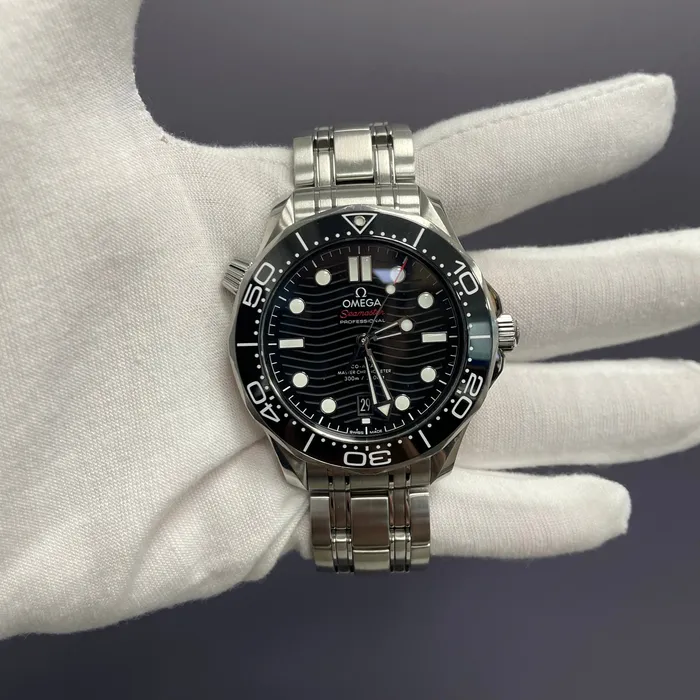 Watches Omega Seamaster 42mm Black Dial Watch Ref 21030422001001 Happy Jewelers